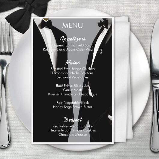 Elegante moderne Gay Men Wedding Menu