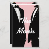 Elegante moderne Gay Men Wedding Menu (Vorne/Hinten)