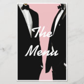 Elegante moderne Gay Men Wedding Menu (Vorderseite)