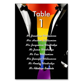Elegante moderne Gay Men Wedding Rainbow Gästelist Tischnummer