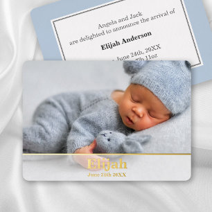 Elegante moderne Geburtsankündigung - Baby Boy Folieneinladung