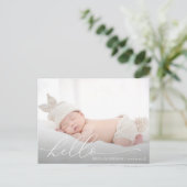 elegante, moderne Geburtsankündigung einer Schrift Postkarte (Stehend Vorderseite)