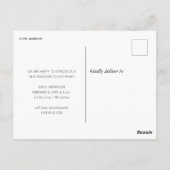 elegante, moderne Geburtsankündigung einer Schrift Postkarte (Rückseite)