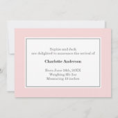 Elegante moderne Geburtshinkunde - Baby Pink Ankündigung (Rückseite)