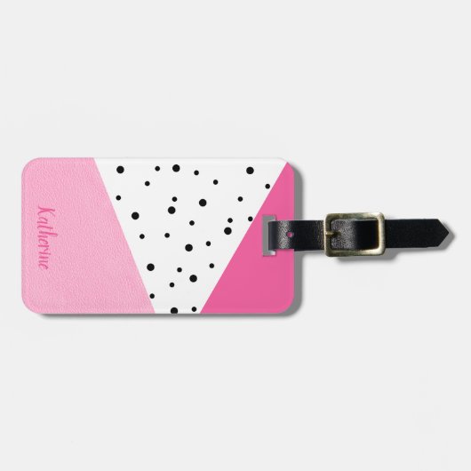 Elegante moderne geometrisch rosa Ledernuancen Gepäckanhänger (Vorderseite horizontal)