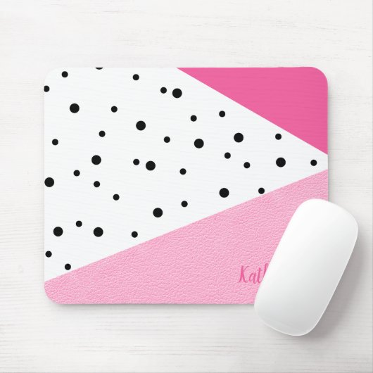 Elegante moderne geometrisch rosa Ledernuancen Mousepad (Mit Mouse)