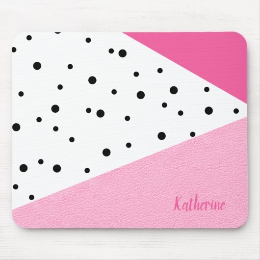 Elegante moderne geometrisch rosa Ledernuancen Mousepad (Vorne)