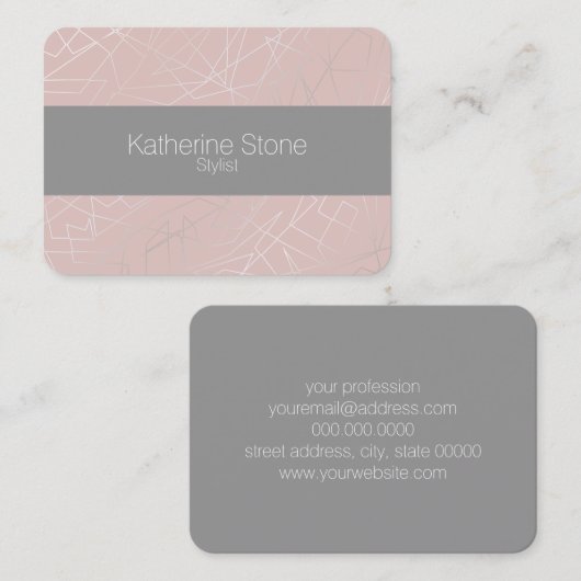 Elegante, moderne, geometrische Dreiecke rosa Visitenkarte (Vorne/Hinten)