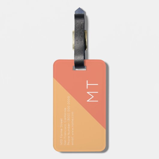 elegante, moderne & geometrische Lachs World Trave Gepäckanhänger (Rückseite vertikal)