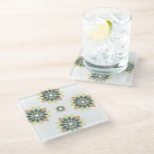 Elegante moderne geometrische Sternenbursts Glasuntersetzer (Schrägansicht)