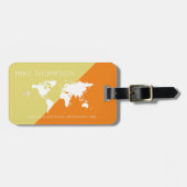 elegante, moderne geometrische Welt Reiseorange Gepäckanhänger (Vorderseite horizontal)
