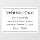 Elegante moderne Geschäftsöffnungszeiten Fensteraufkleber (Blatt)