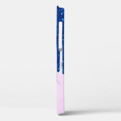 Elegante moderne gestreifte, blaue Glitzer-Tropfen Case-Mate iPhone Hülle (Rückseite / Links)