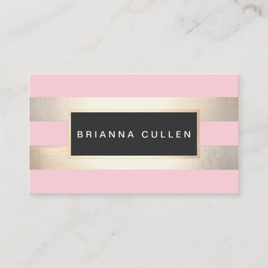 Elegante moderne gestreifte IMITATE Gold Foil und Visitenkarte (Vorderseite)