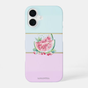Elegante moderne gestreifte Wassermelone iPhone 16 Hülle