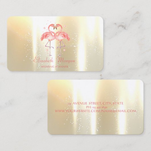 Elegante Moderne Girly Funny, Flamingos Herz Visitenkarte (Vorne/Hinten)