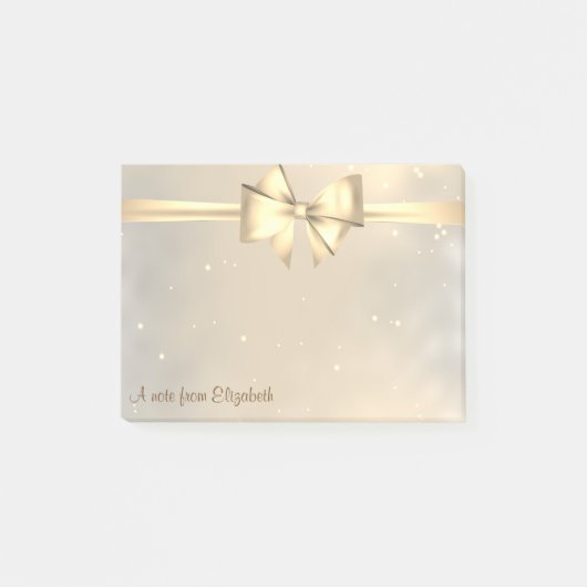 Elegante Moderne Girly, Gold Bow - Personalisiert Post-it Klebezettel (Vorderseite)