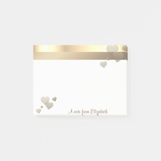 Elegante Moderne Girly, Hearts - Personalisiert Post-it Klebezettel (Vorderseite)