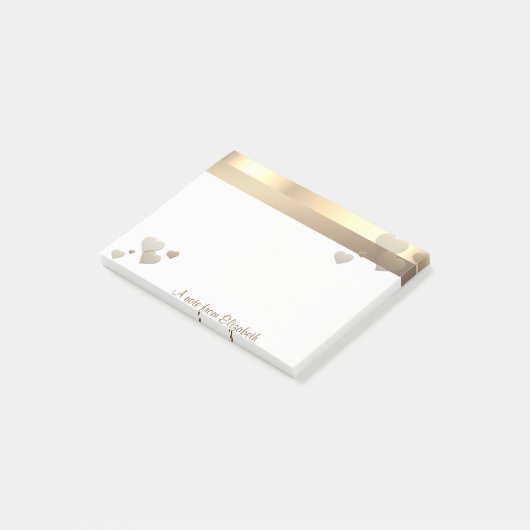 Elegante Moderne Girly, Hearts - Personalisiert Post-it Klebezettel (angewinkelt)