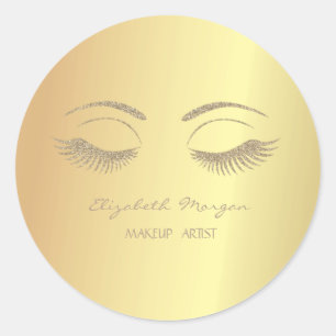 Elegante moderne Girly, Imitate Gold, Imitate Lash Runder Aufkleber