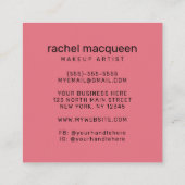 Elegante Moderne Girly Pink Lipno Quadratische Visitenkarte (Rückseite)