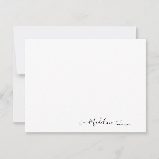 Elegante moderne Girly Script Black Note Card Mitteilungskarte (Vorderseite)