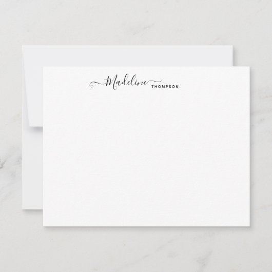 Elegante moderne Girly Script Center Black Note Ca Mitteilungskarte (Vorderseite)