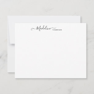 Elegante moderne Girly Script Center Black Note Ca Mitteilungskarte