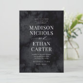 Elegante Moderne Glam Black Goth Hochzeit Einladung (Stehend Vorderseite)