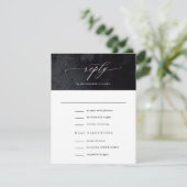 Elegante Moderne Glam Black Goth Hochzeit RSVP Karte (Stehend Vorderseite)