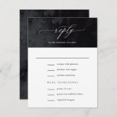 Elegante Moderne Glam Black Goth Hochzeit RSVP Karte (Vorne/Hinten)