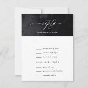 Elegante Moderne Glam Black Goth Hochzeit RSVP Karte