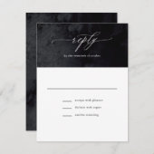 Elegante moderne Glam Black Goth Wedding RSVP Card (Vorne/Hinten)