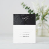 Elegante moderne Glam Black Goth Wedding RSVP Card Karte (Stehend Vorderseite)