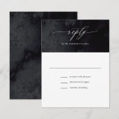 Elegante moderne Glam Black Goth Wedding RSVP Card Karte (Vorne/Hinten)