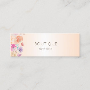 Elegante Moderne, Glänzende, Aquarell Blumen Mini Visitenkarte