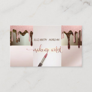 Elegante moderne Glitter-Tropfen, Lippenstift, Mak Visitenkarte