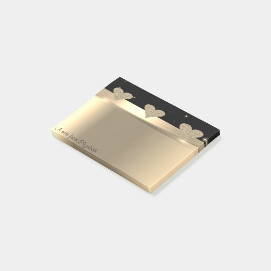 Elegante moderne Glitterie Goldene Herzen - Person Post-it Klebezettel (angewinkelt)