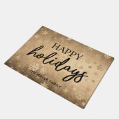 Elegante moderne Gold & Black Happy Holidays Fußmatte (Schrägansicht)