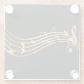 Elegante Moderne Gold & Black Musiknoten Glasuntersetzer (Rückseite)