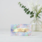 Elegante Moderne, Gold Brush Stroke Opal Visitenkarte (Stehend Vorderseite)