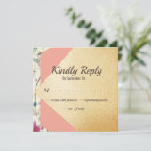 Elegante moderne Gold Brush Wedding RSVP Card (Stehend Vorderseite)