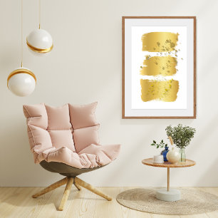 Elegante moderne Gold Bruststrich-Paint Abstract Poster