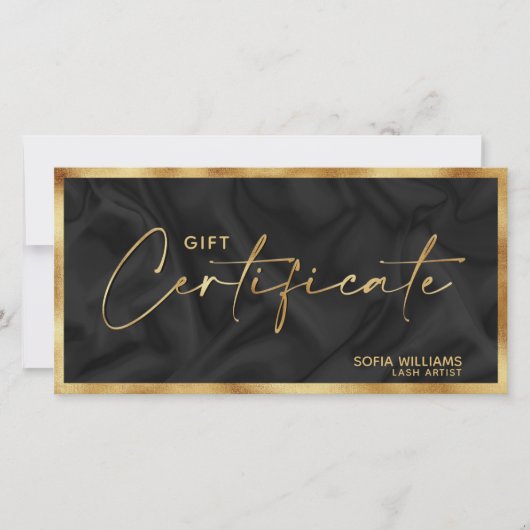 Elegante, moderne Gold Certificate Gift Card (Vorderseite)