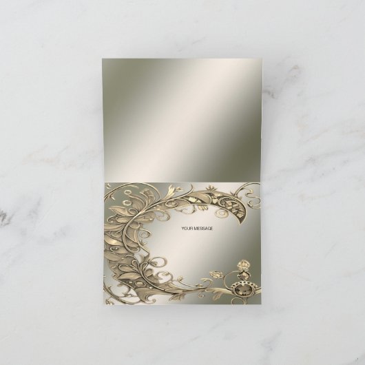 Elegante moderne Gold Decorative Danke Karte (Innenseite)