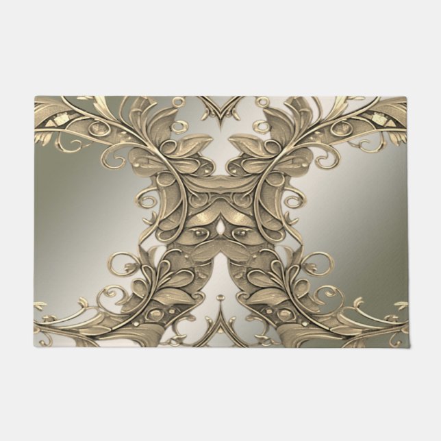 Elegante Moderne Gold Decorative Doormat Fußmatte (Vorderseite)