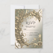 Elegante moderne Gold Decorative RSVP Card Karte (Vorderseite)