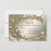 Elegante moderne Gold Decorative RSVP Card Karte (Vorderseite)