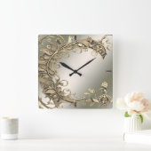 Elegante Moderne Gold Decorative Wall Clock Quadratische Wanduhr (Zuhause)