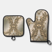 Elegante Moderne Gold Dekorative Ofenhandschuh & Topflappen-Set (Vorderseite)